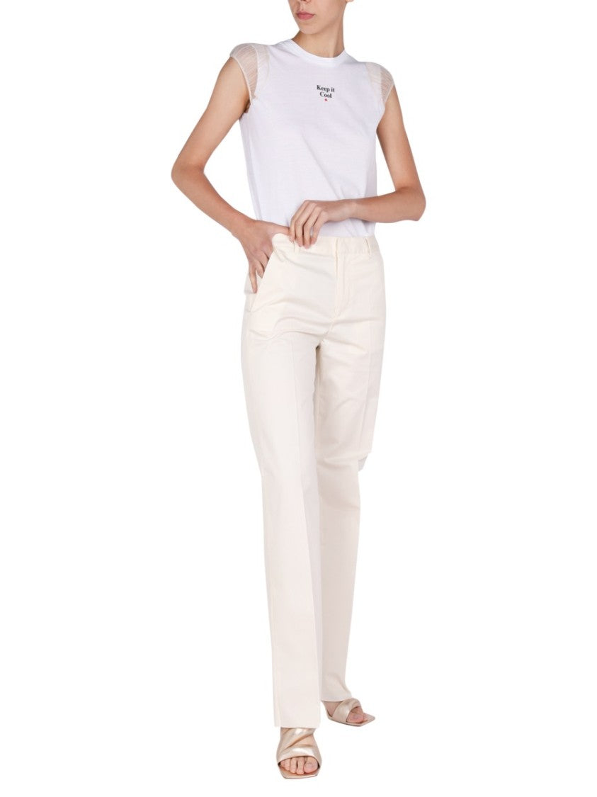 Dsquared2 White T-Shirt With Sheer Mesh Sleeves