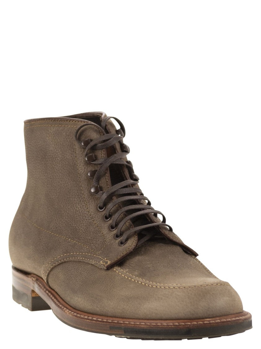 Alden Brown Suede Lace-Up Ankle Boot With Commando Sole
