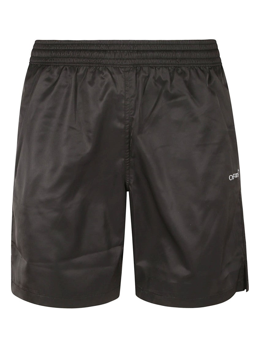 Off-White Minimalist Black Shorts With Graphic Detail