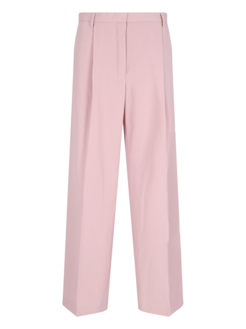 Dries Van Noten Wide-Leg Trousers In Pink Wool