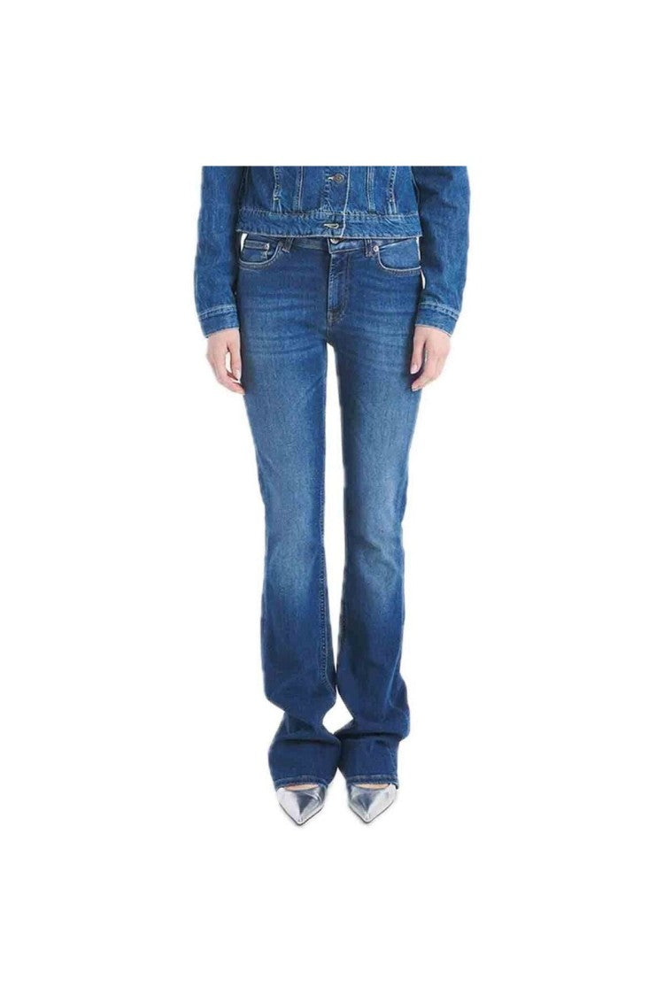 Dondup Blue Cotton-Blend Straight-Leg Jeans