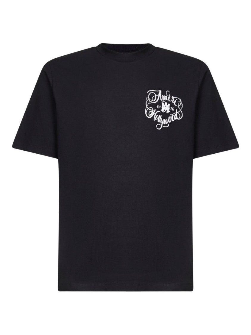 Amiri Black Cotton T-Shirt With Artisan Logo Graphics
