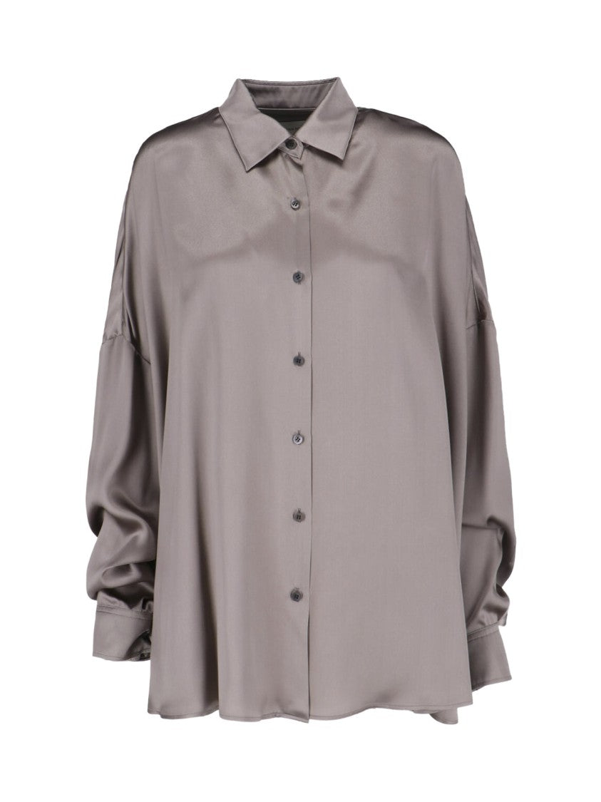 Dries Van Noten Taupe Loose-Fitting Classic Collar Shirt