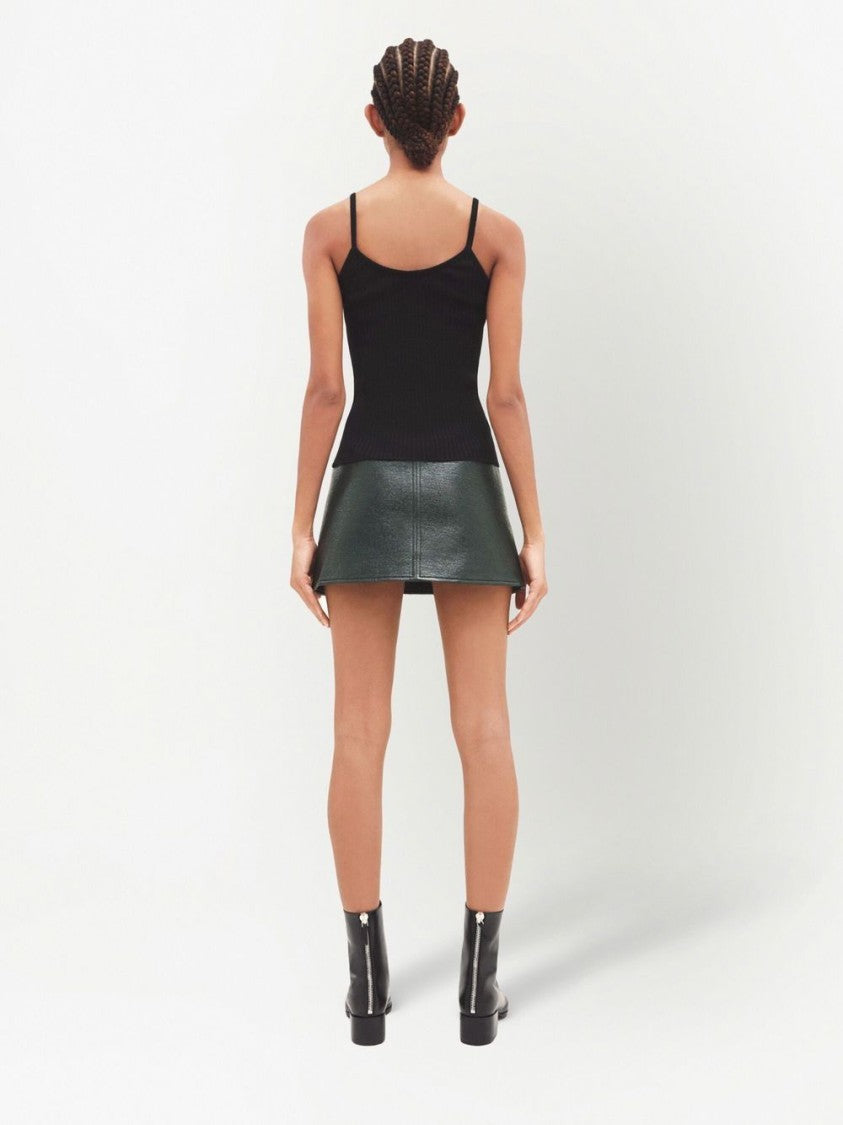 Courrèges Ribbed Black Top With Spaghetti Straps