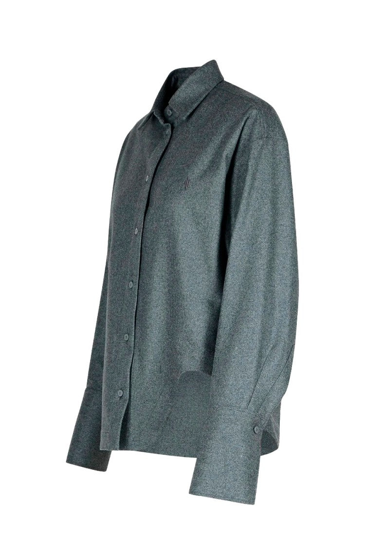 The Attico Grey Wool-Blend Button-Front Shirt