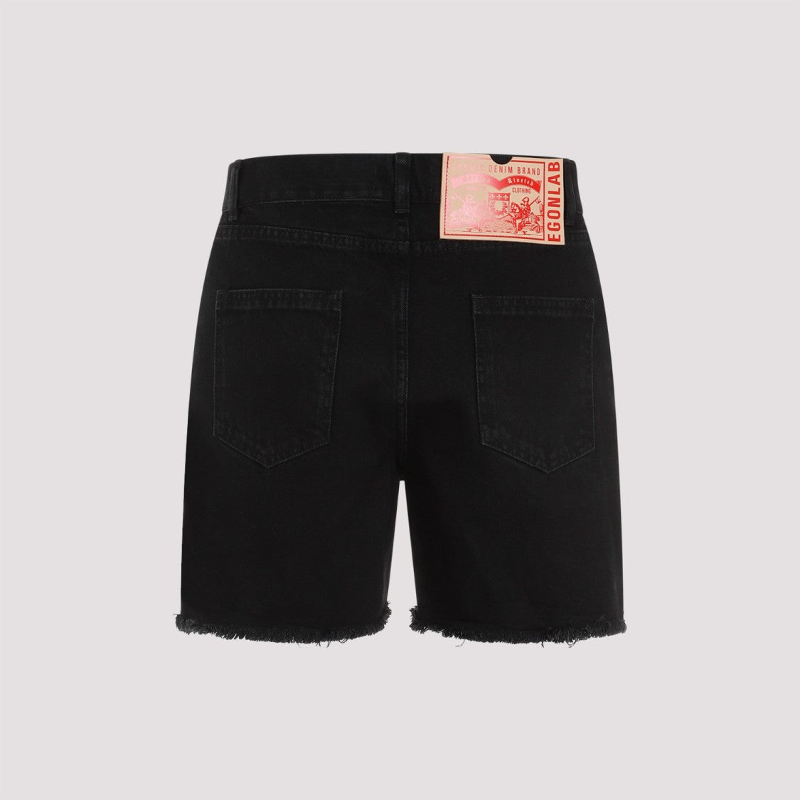 Egonlab Black Stonewashed Cotton Denim Shorts