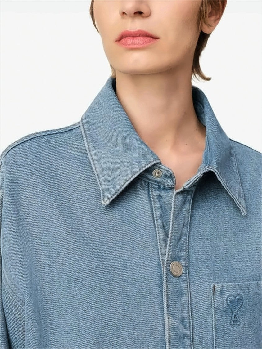 Ami Paris Light Blue Oversized Denim Jacket