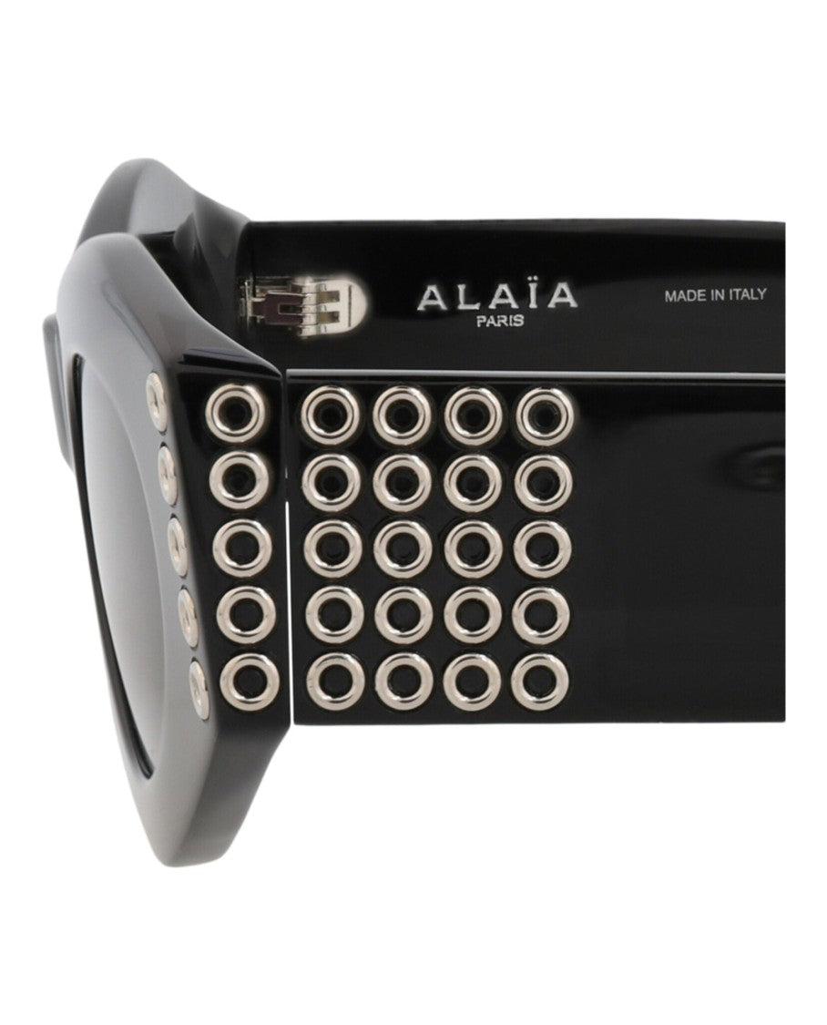 Alaïa Round-Frame Acetate Sunglasses With Silver-Tone Eyelet Embellishments
