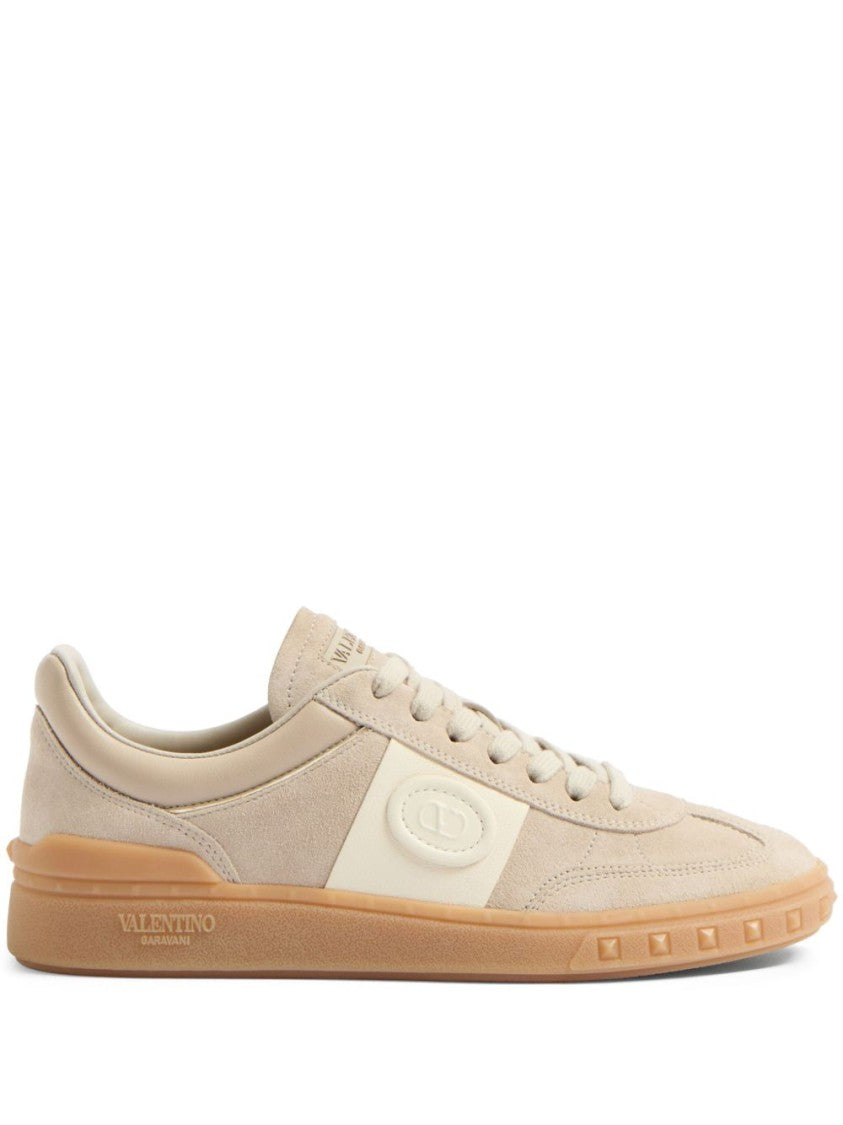 Valentino Beige Suede And Leather Sneakers