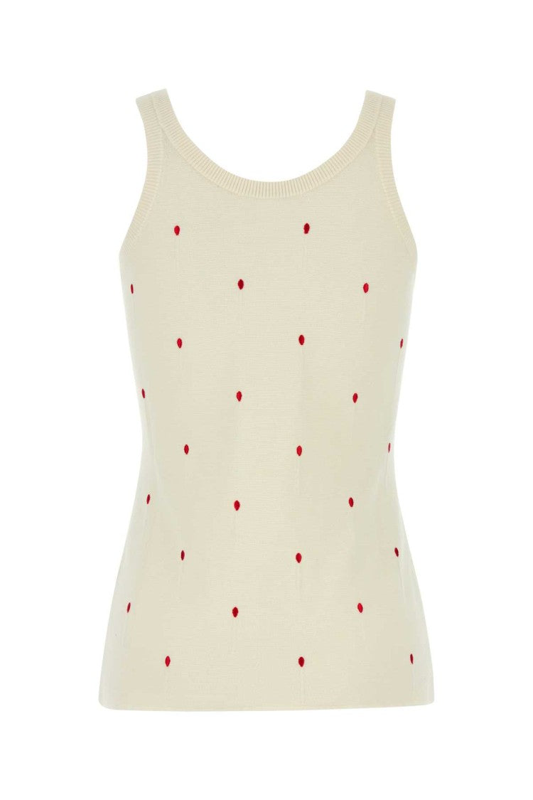 Bottega Veneta Ivory Cotton Blend Tank Top