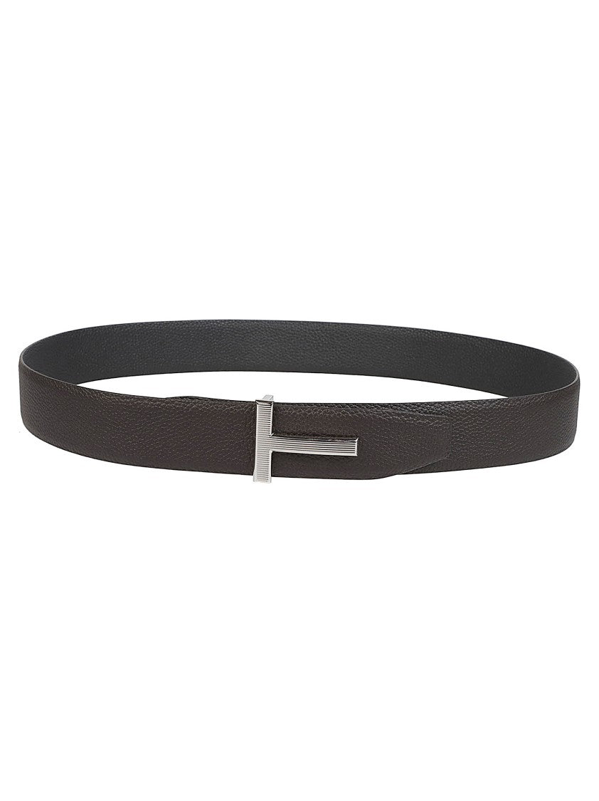 Tom Ford Textured Calf Leather T-Buckle Belt
