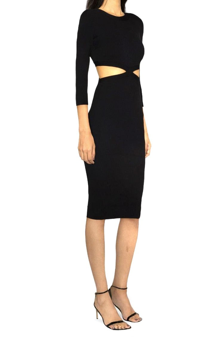 Elisabetta Franchi Cut-Out Midi Dress With Back Detail And Long Sleeves
