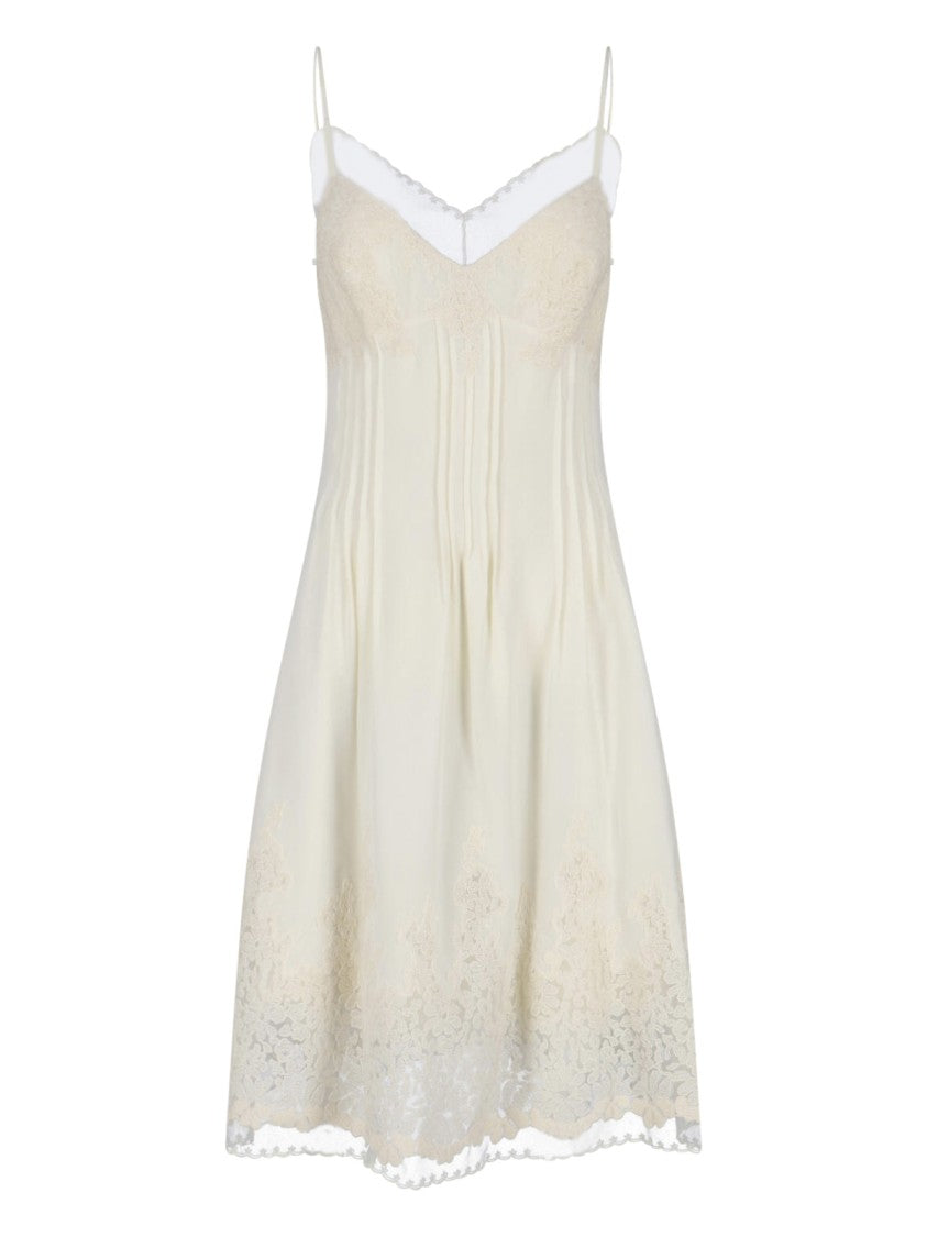 Ermanno Scervino Ivory Silk Midi Dress