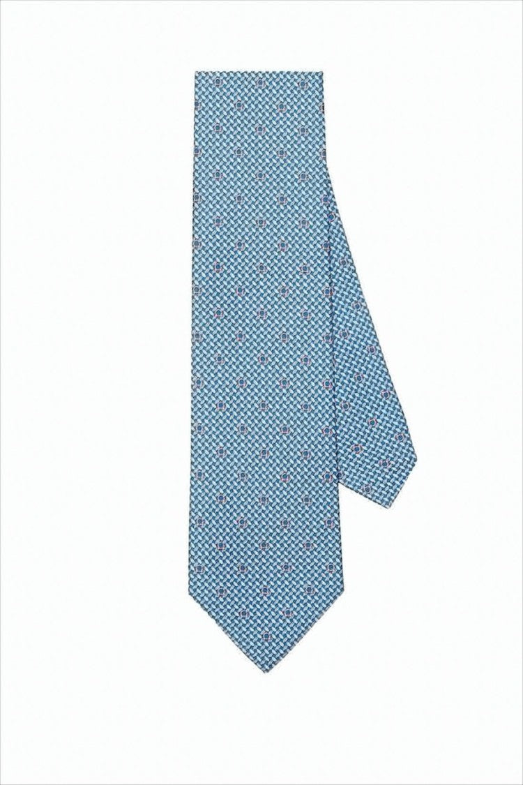 Salvatore Ferragamo Textured Light Blue Silk Necktie