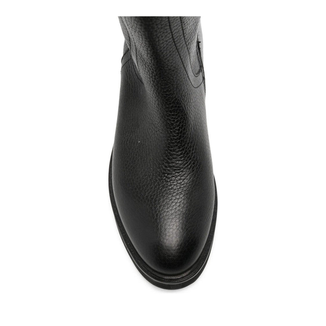 Adrianna Feretti Black Textured Side Zipper Leather Boots