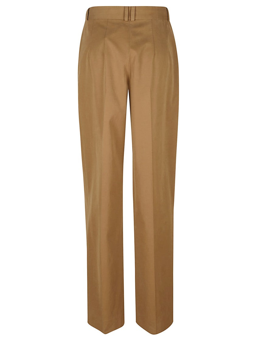 The Row High-Waisted Brown Pants With Relaxed Fit And Pleated Details
