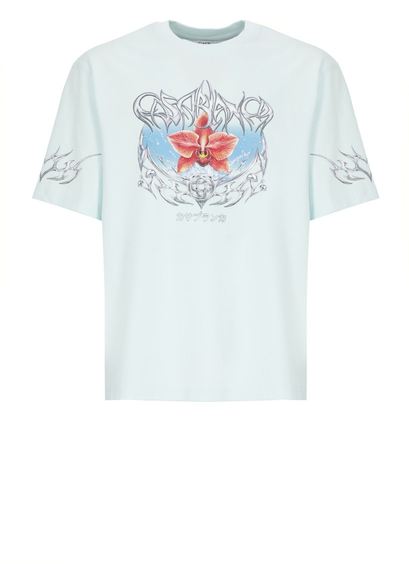 Casablanca Light Blue Cotton T-Shirt