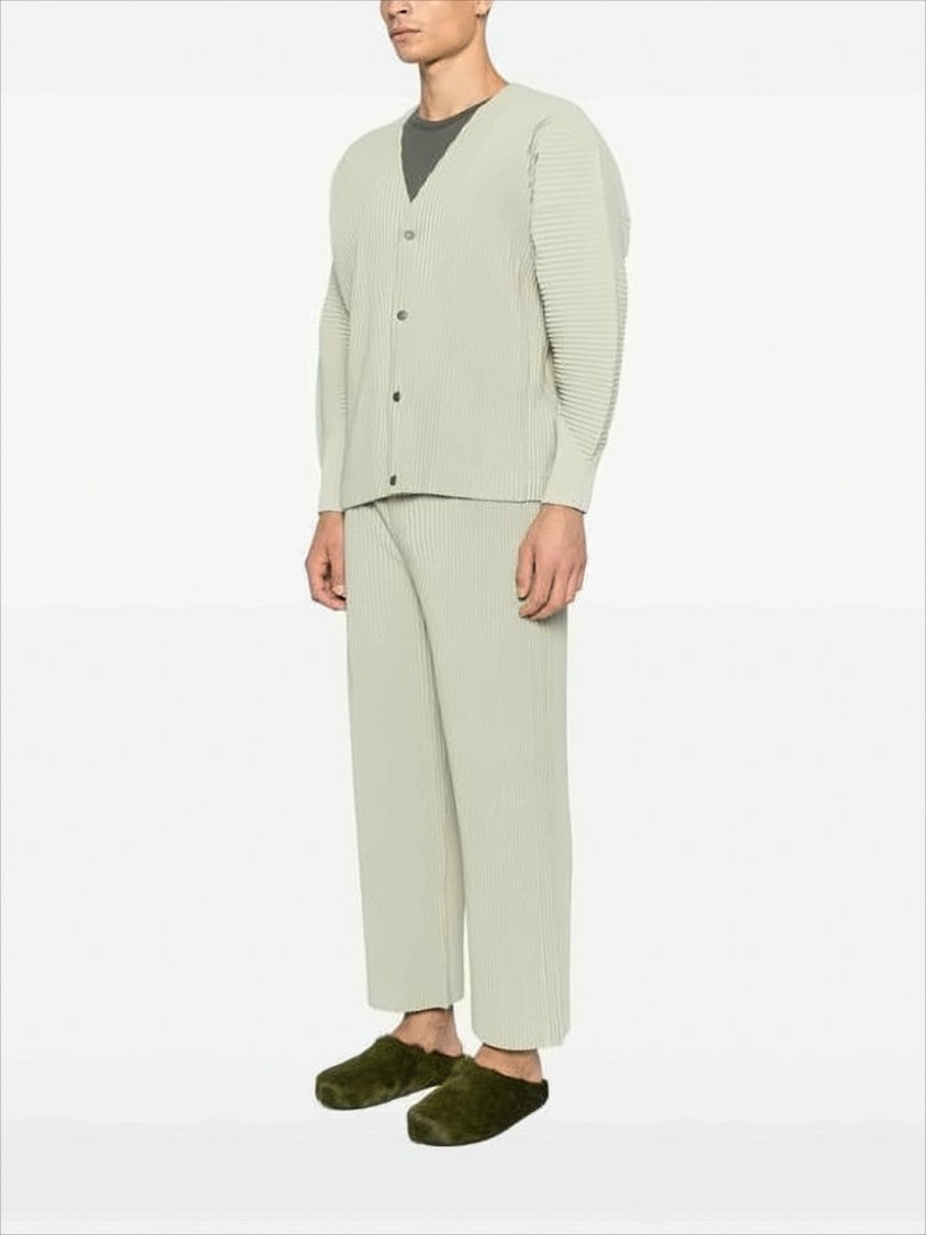 Homme Plissé Issey Miyake Pleated Textured Cardigan With V-Neckline