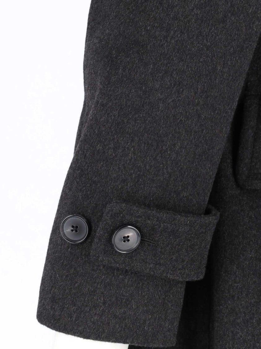 Caruso Double-Breasted Grey Coat With Notched Lapel