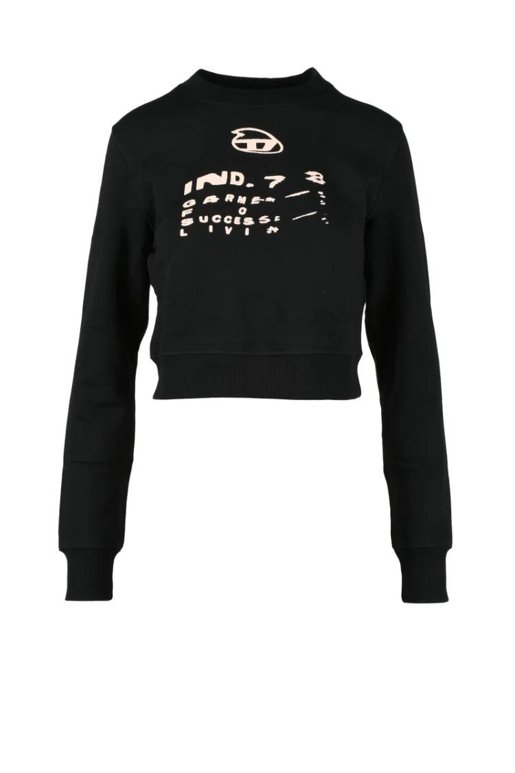 Diesel Black Cropped Cotton Sweatshirt