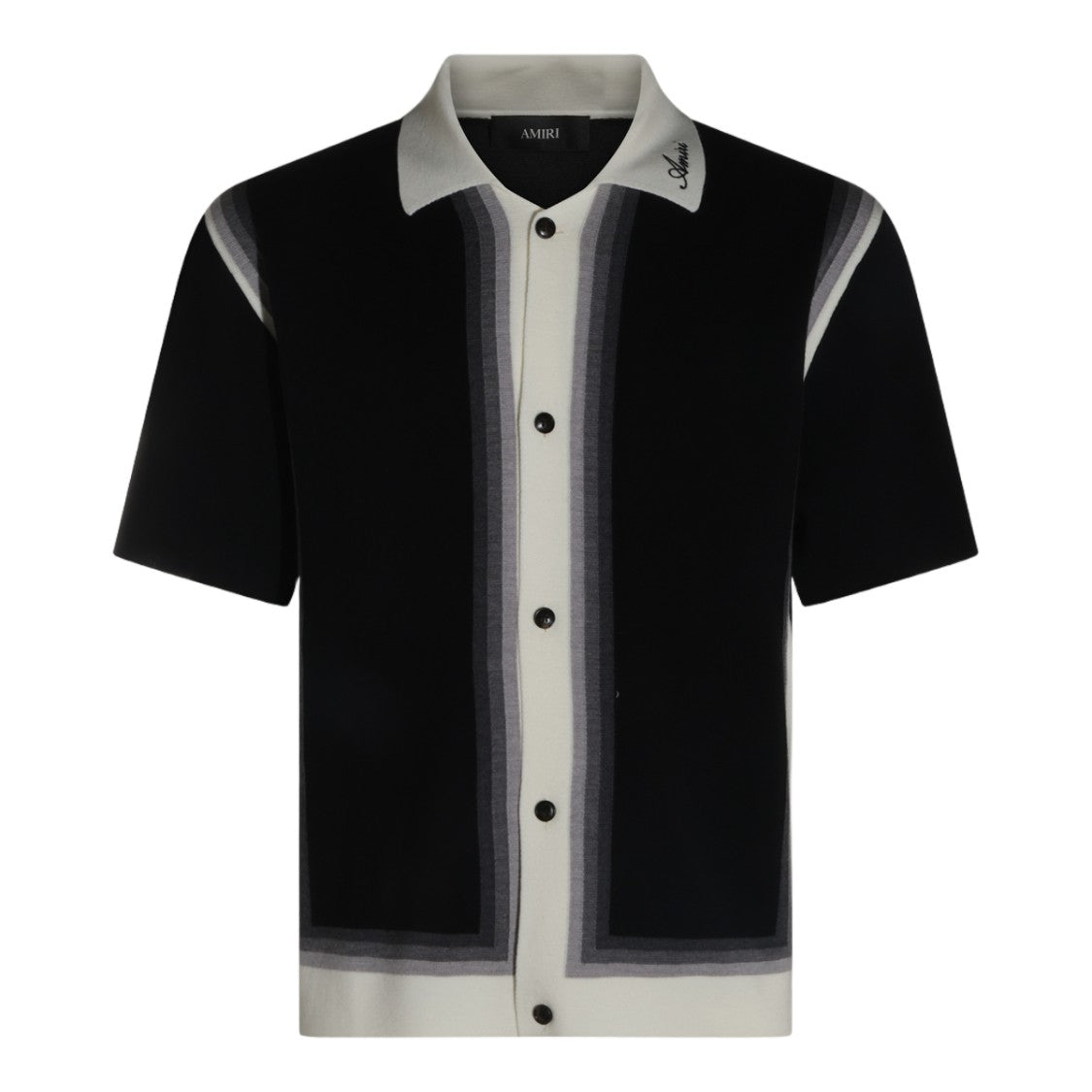 Amiri Short-Sleeve Sweater With Pointed Collar And Geometric Pattern