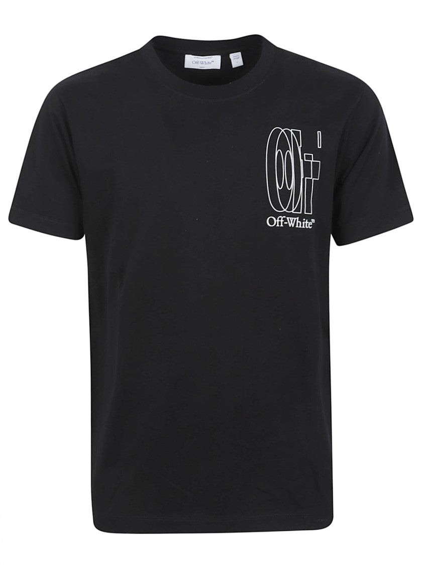 Off-White Graphic Black T-Shirt With Intricate Line Design