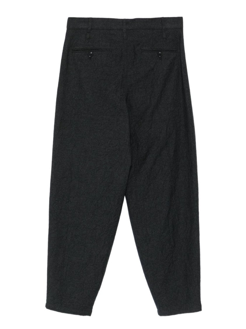 Giorgio Armani Single-Pleat Trousers In Pure Virgin Wool Flannel