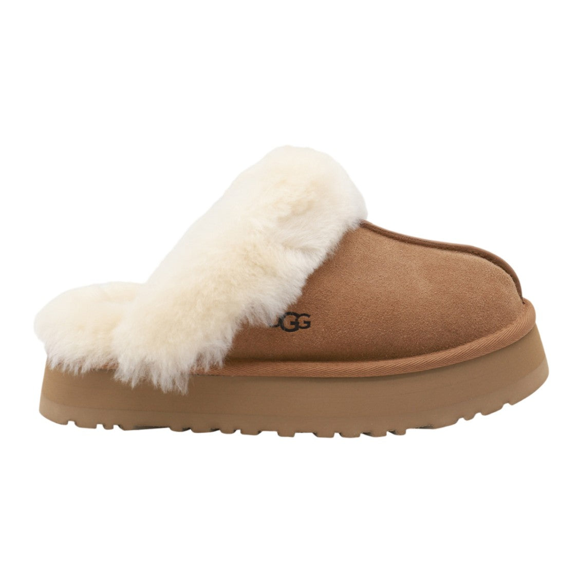 Ugg Tan Suede Flats With Plush Cream Fur Lining