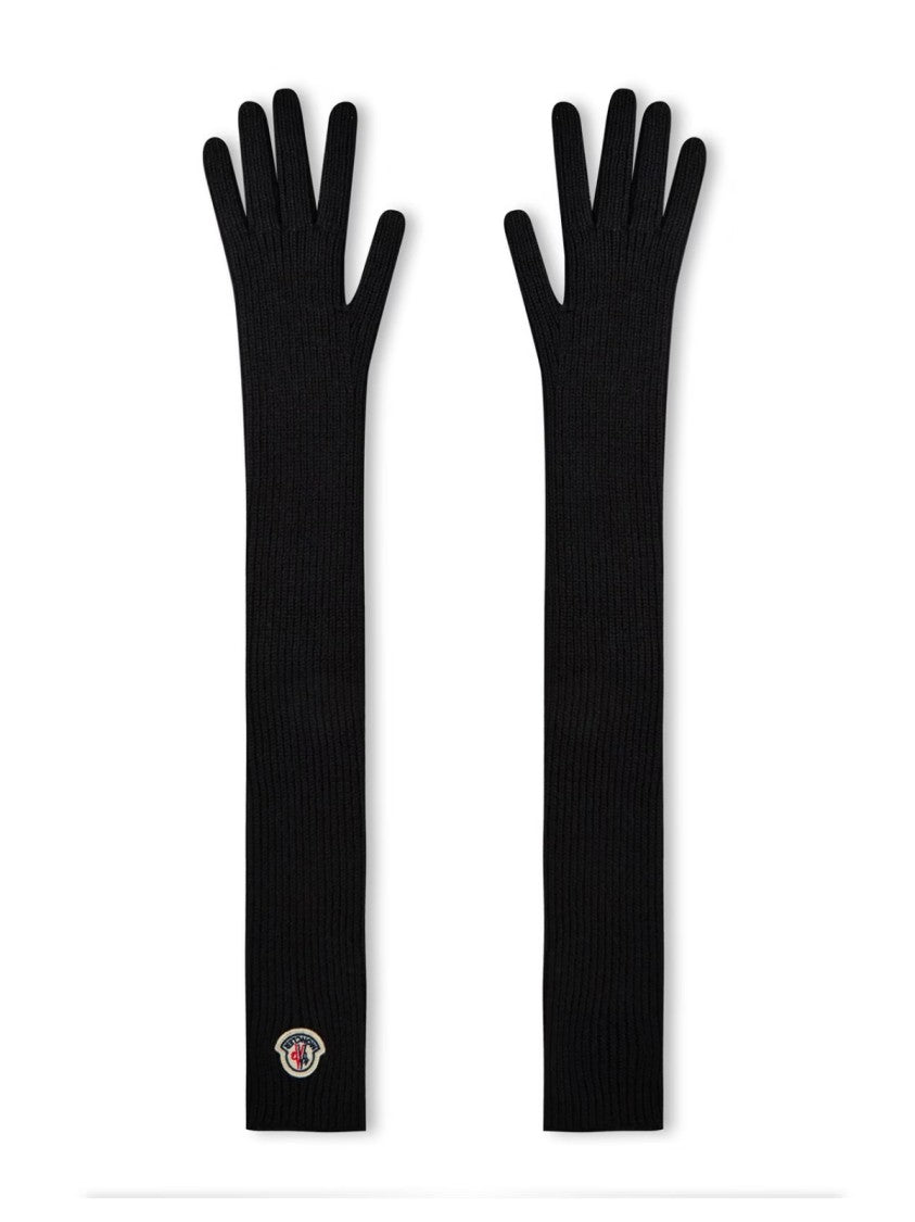 Moncler Logo Patch Virgin Wool Long Gloves