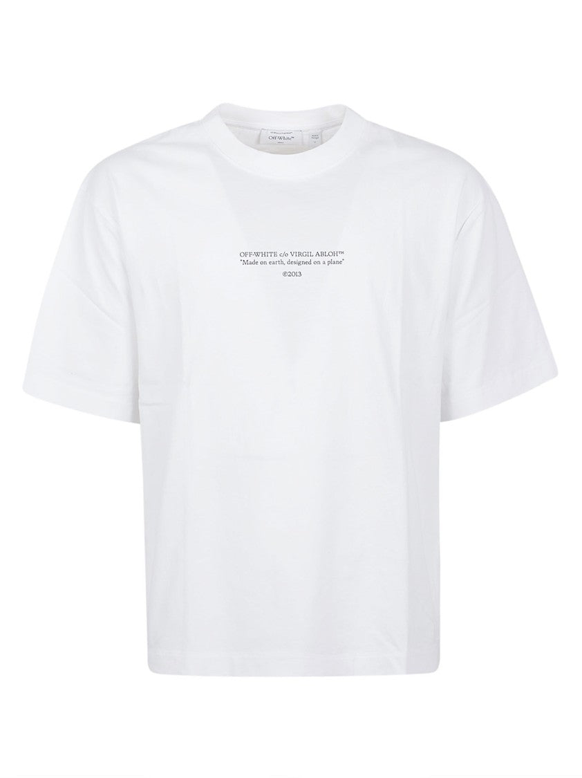Off-White White Short-Sleeve T-Shirt With Centered Quote Detail