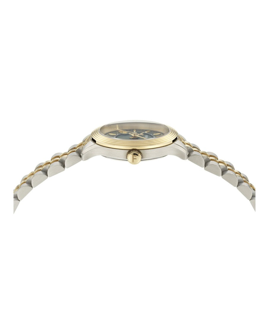 Ferragamo Swiss-Made Two-Tone Bracelet Watch With Green Sunray Dial