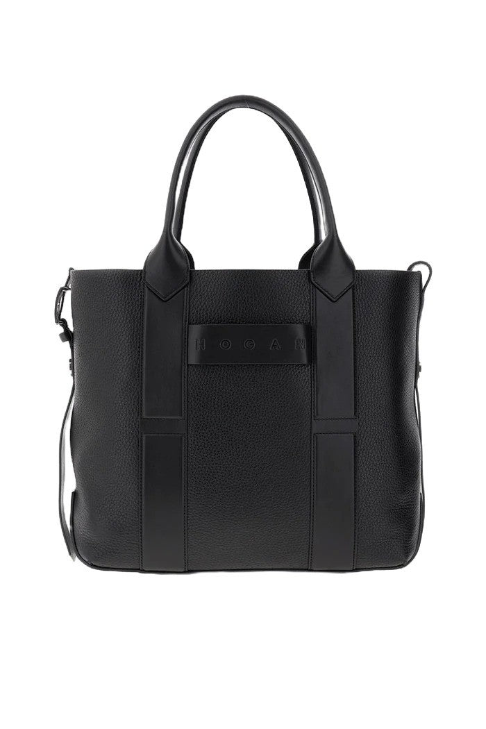 Hogan Structured Textured Leather Shopping Bag