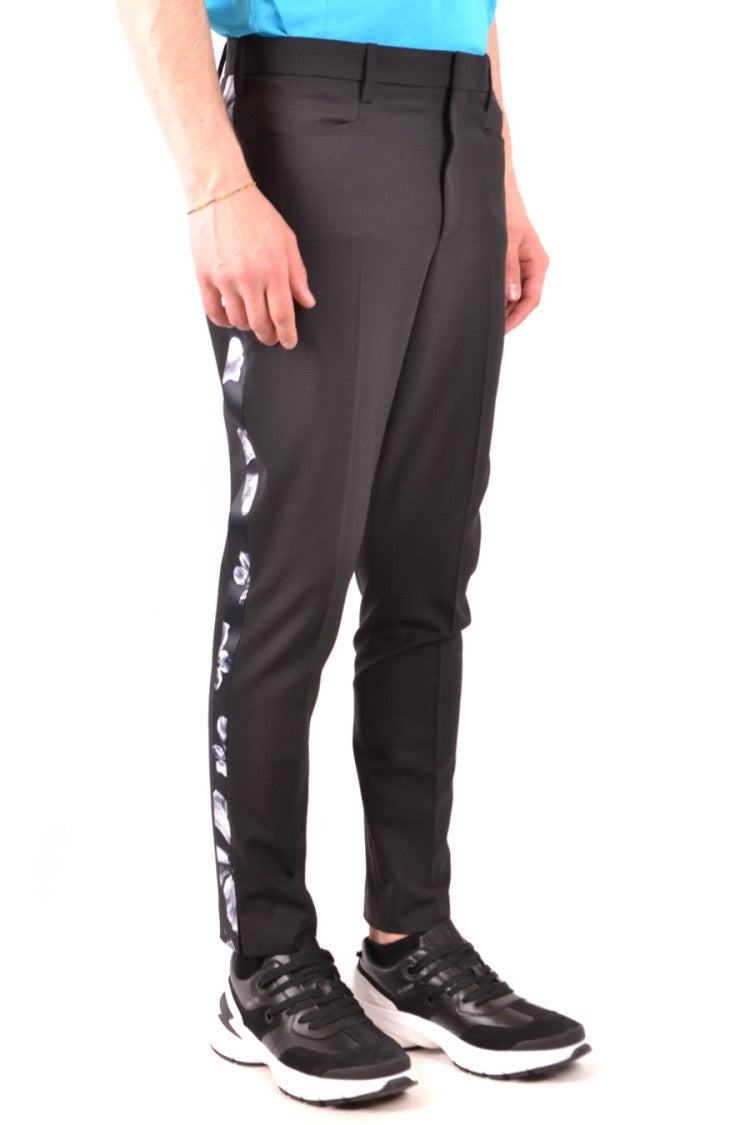 Neil Barrett Multicolor Trousers With Monochrome Floral Side Stripe
