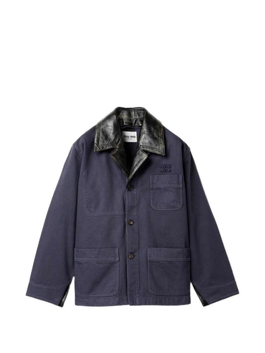 Miu Miu Blue Boxy Multitude Pockets Jacket
