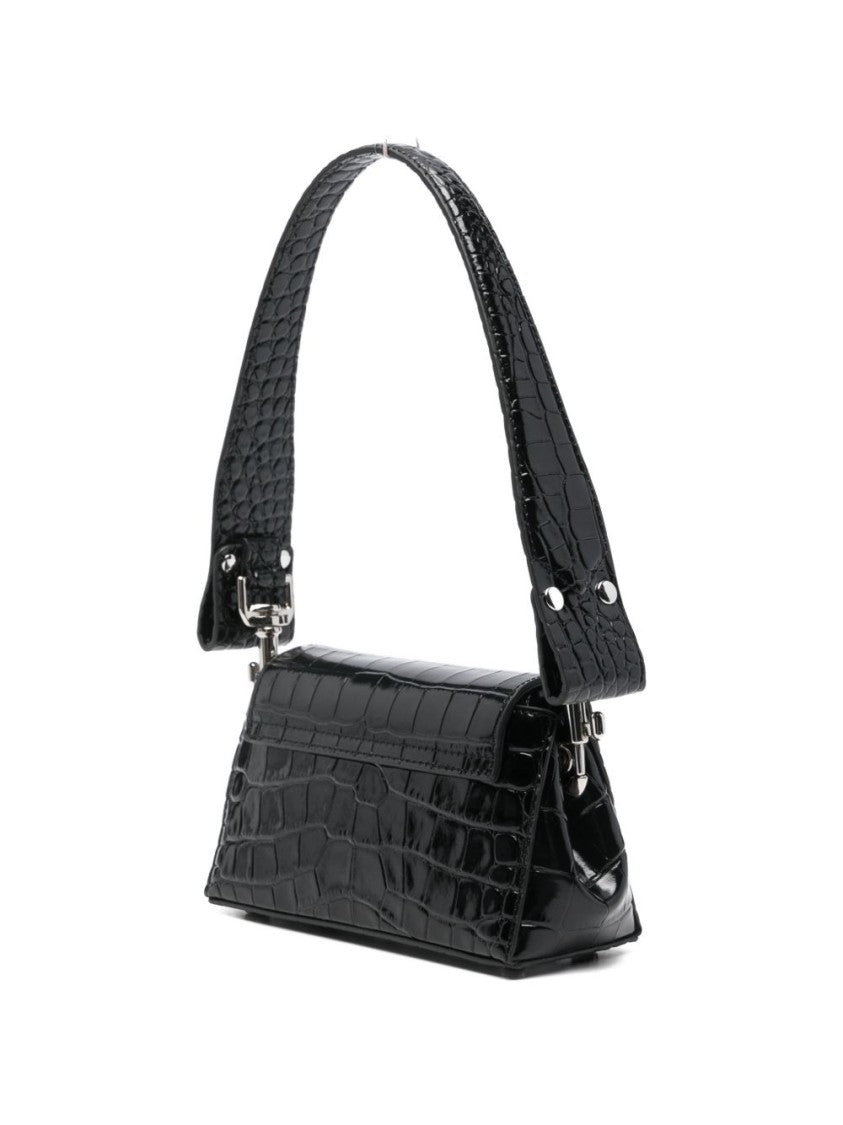 Vivienne Westwood Black Croc-Effect Top Handle Bag