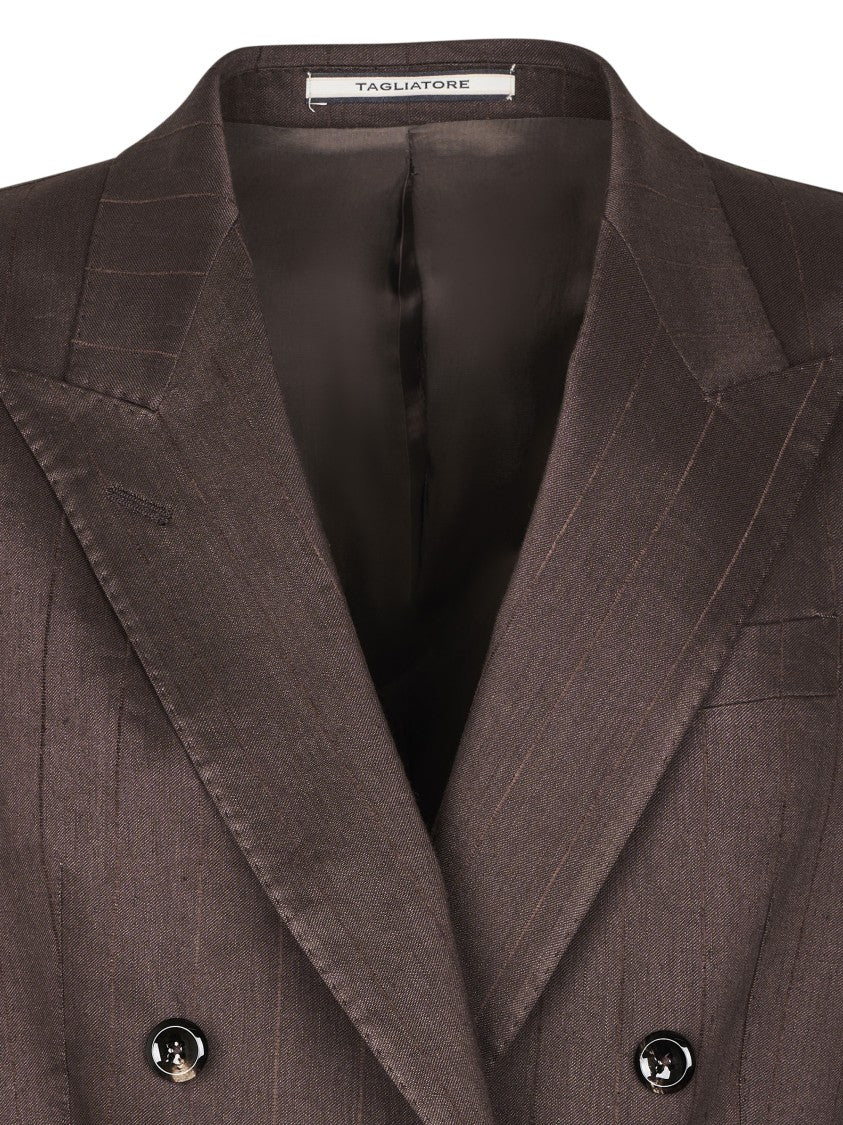 Tagliatore Double-Breasted Pinstripe Jacket With Structured Silhouette