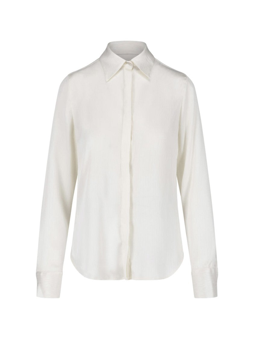 Dondup White Chiffon Hidden Button Shirt