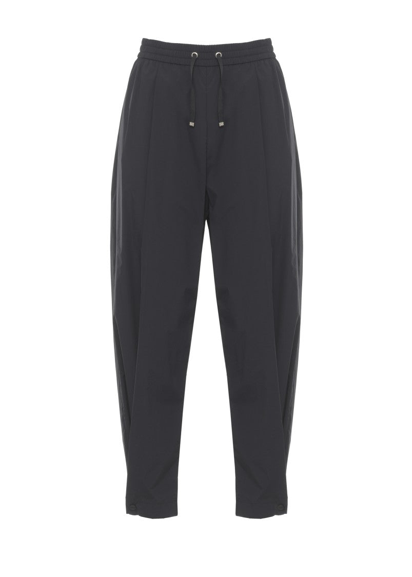 Herno Black Stretch Tech Fabric Straight-Leg Pants