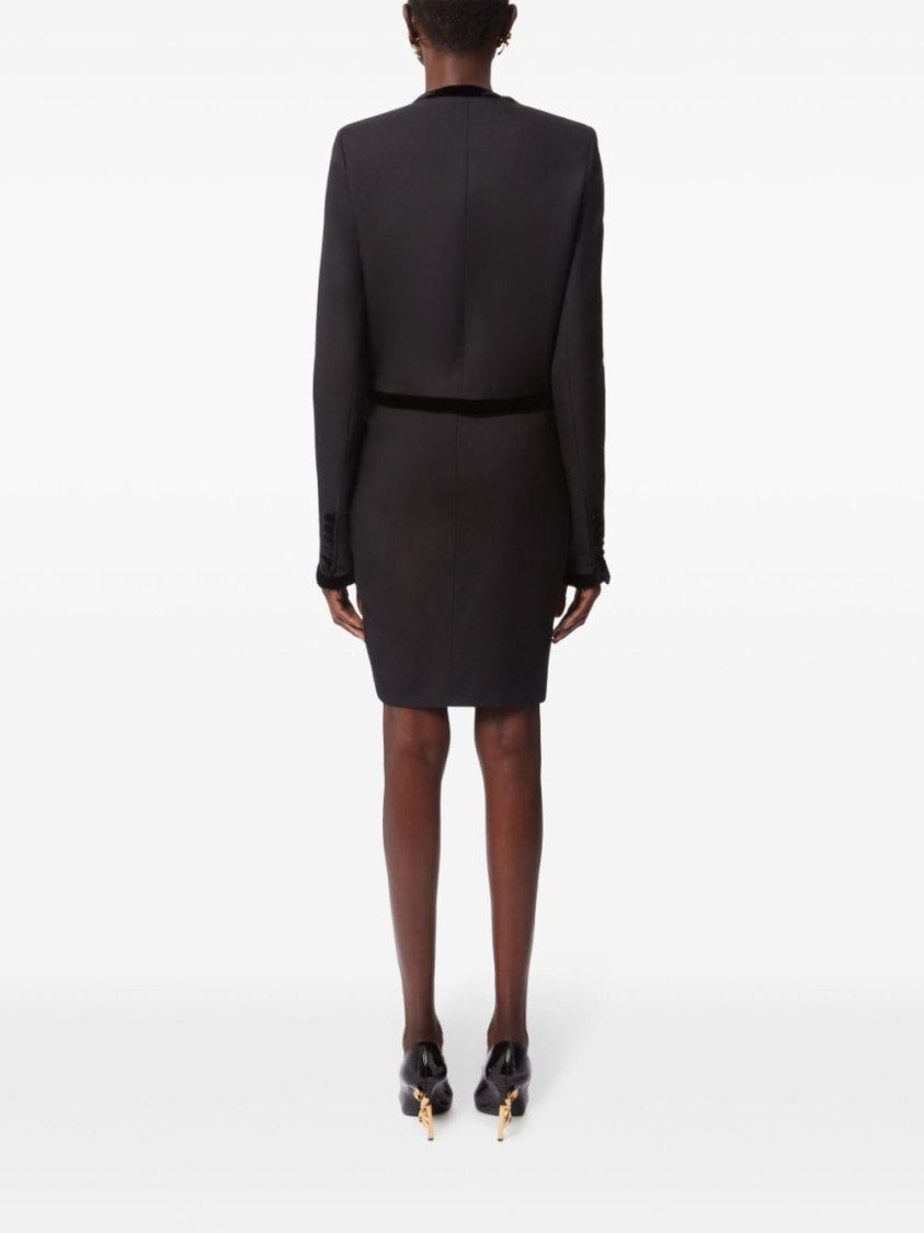 Nina Ricci Draped Black Wool Blend Mini Skirt
