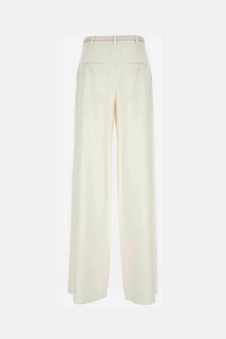Max Mara Wide Leg Trousers With Leather Belt