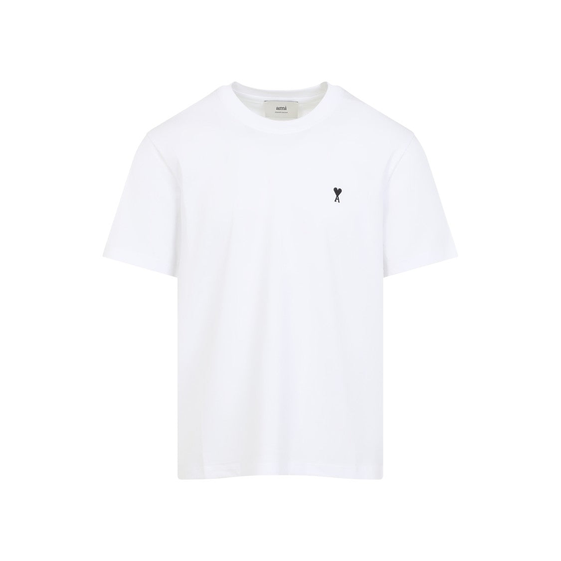 Ami Paris Classic Fit White Cotton T-Shirt With Subdued Logo