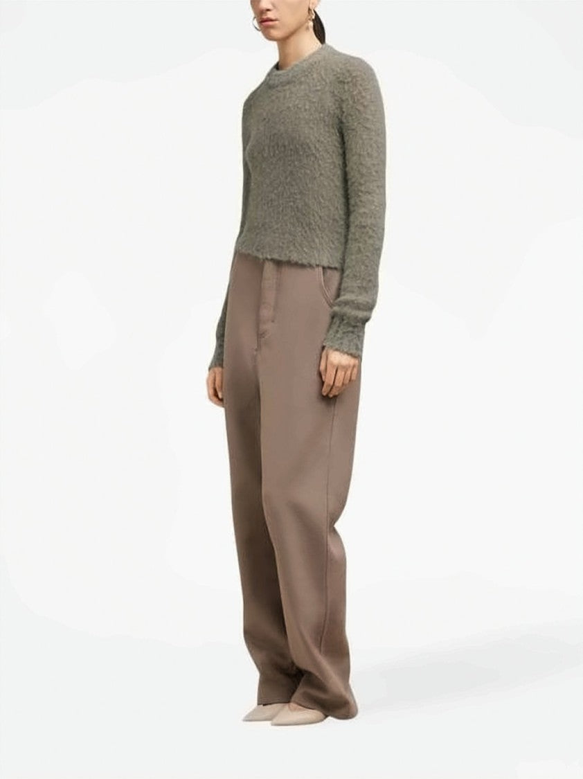 Ami Paris Cropped Sweater With Subtle Cable Knit Pattern