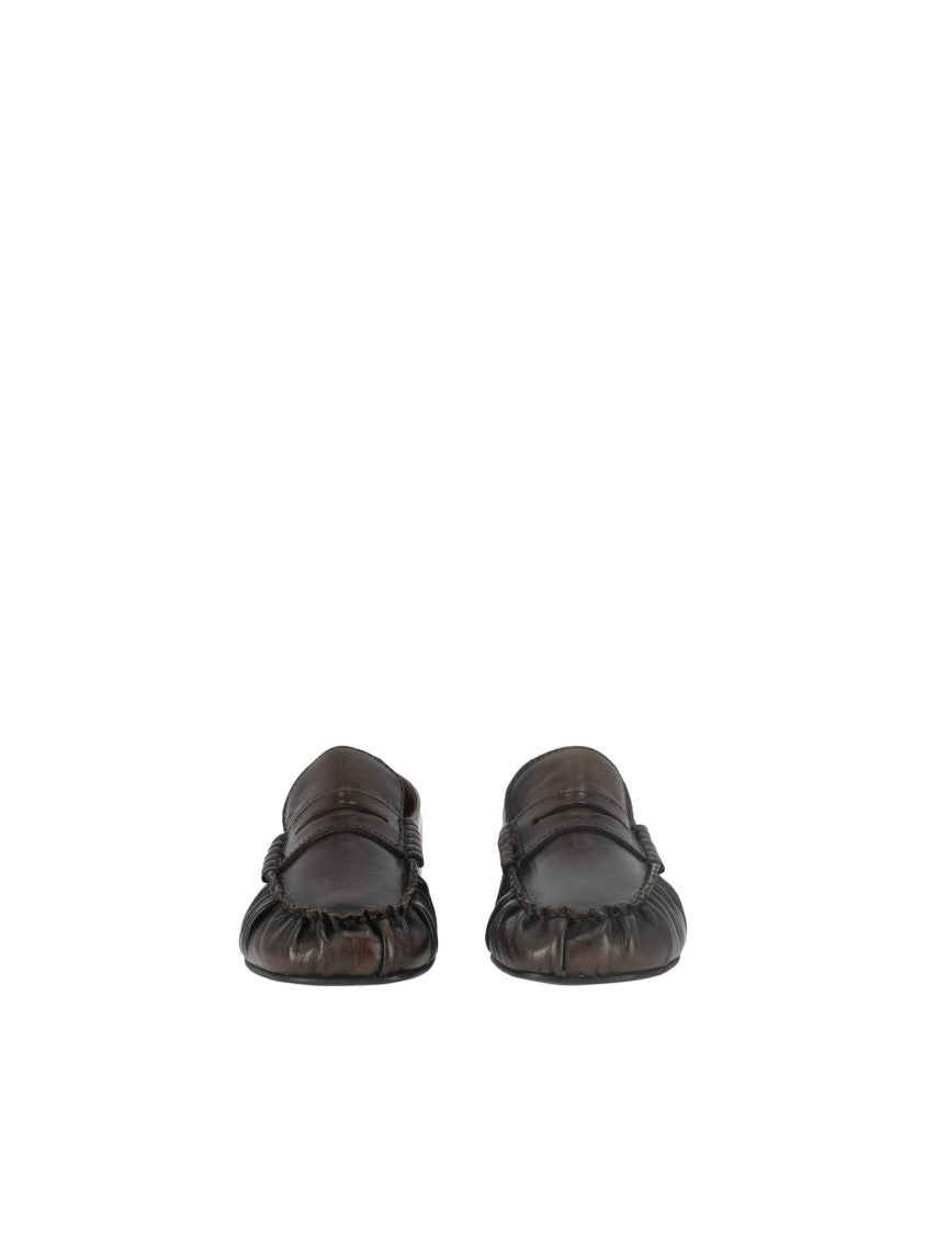 Alohas Brown Aven Vintage Effect Leather Loafers