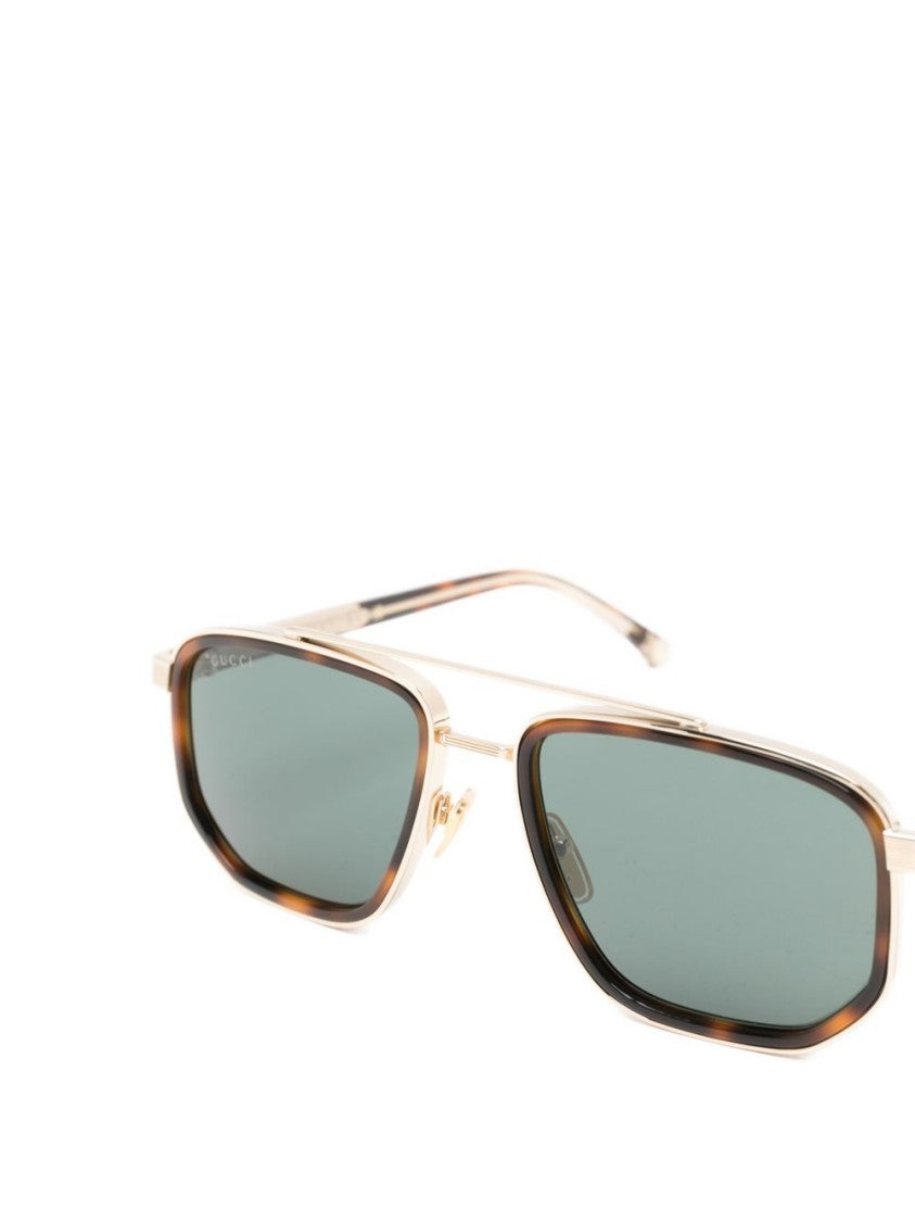 Gucci Brown Navigator Metal Double Bridge Sunglasses