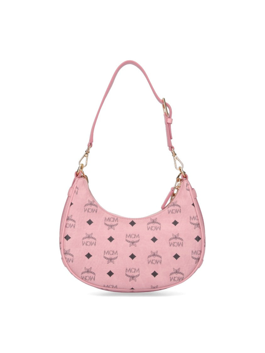Mcm "Aren Crescent" Hobo Bag, In Pink "Visetos"