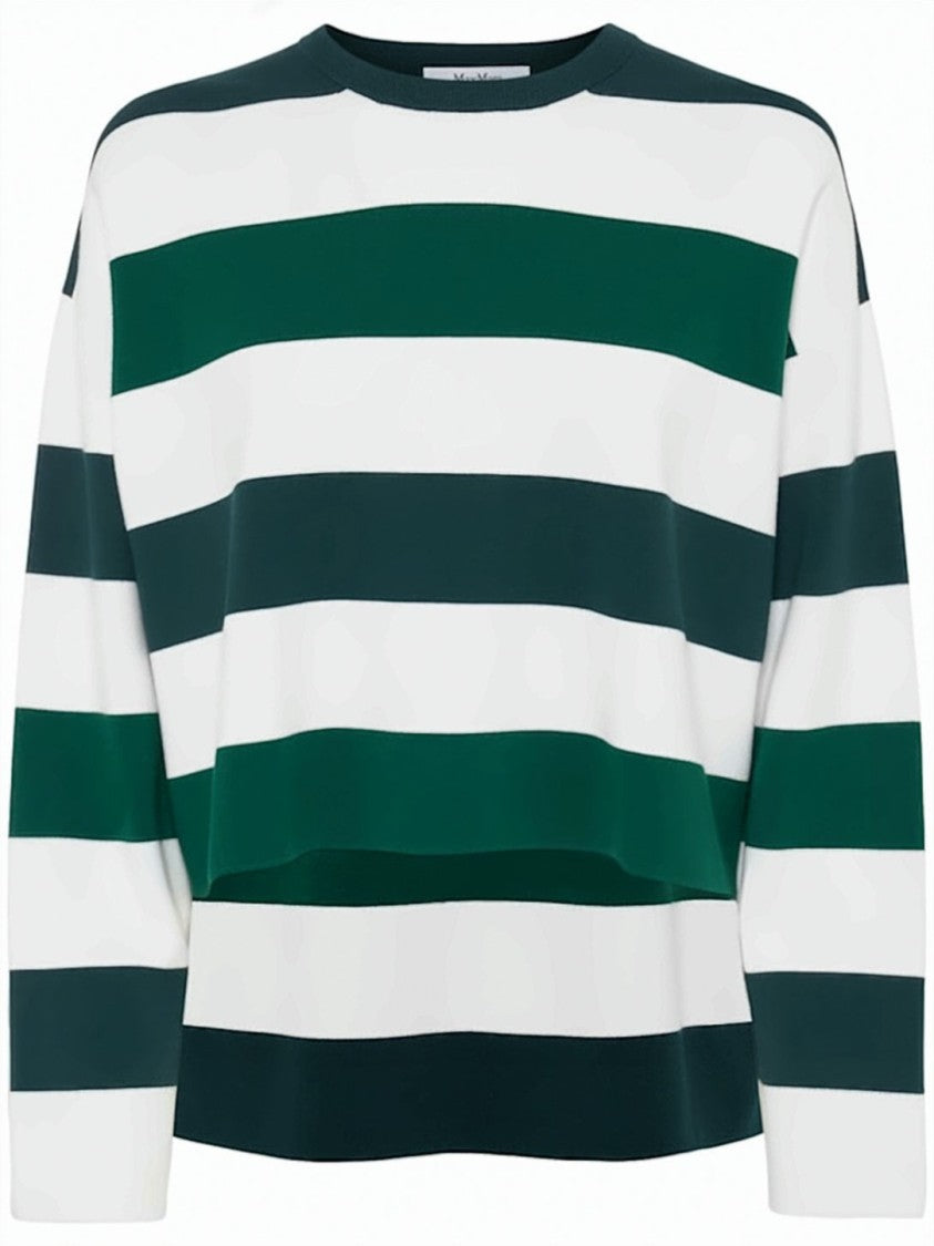 Max Mara Wide Stripe Sweater With Relaxed Fit And Three-Quarter Sleeves