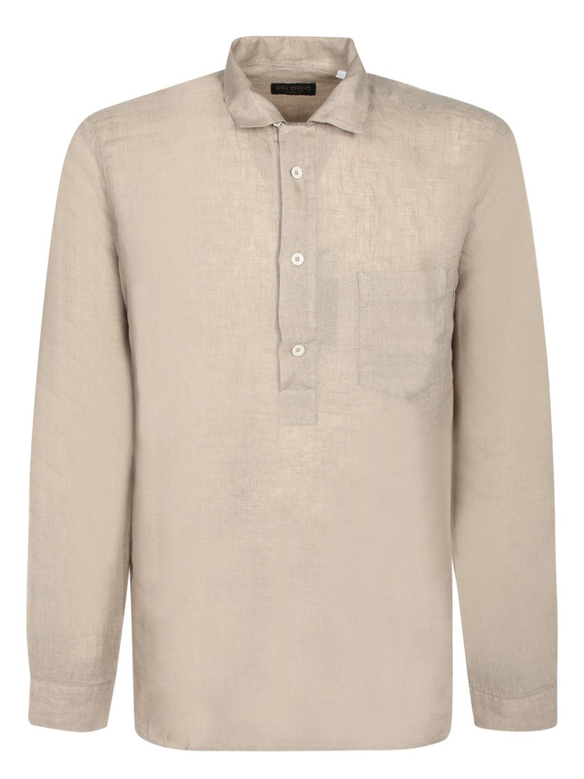 Dell'oglio Beige Linen Shirt With Point Collar
