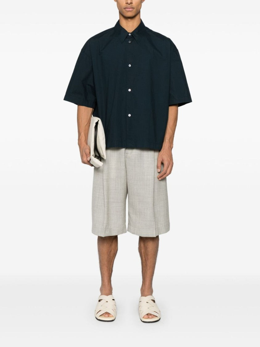 Studio Nicholson Relaxed Fit Navy Blue Short Sleeve Shirt
