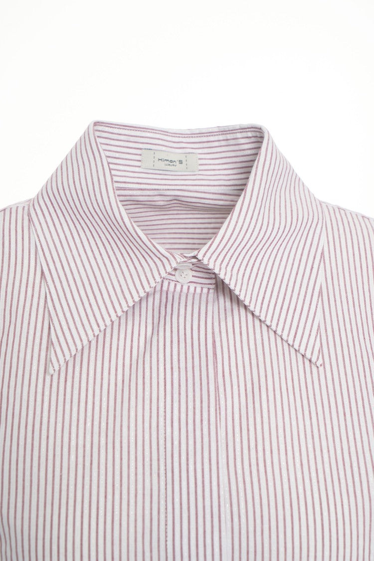 Himon's Vertical Striped Long Sleeve Shirt With Classic Collar