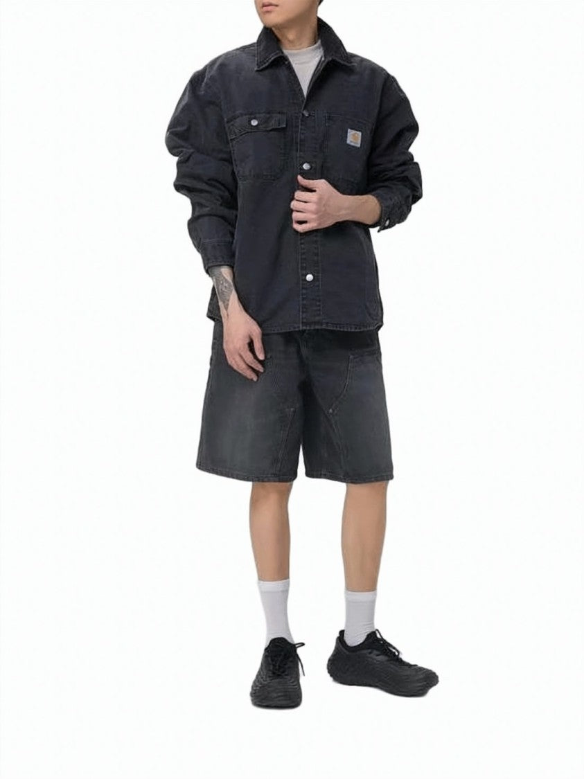 Carhartt Wip Black Denim Utility Shorts With Multi-Patch Pockets